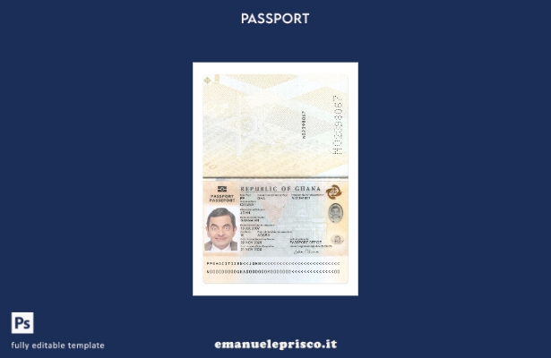 modello presente di passaporto del Ghana in stile verificato